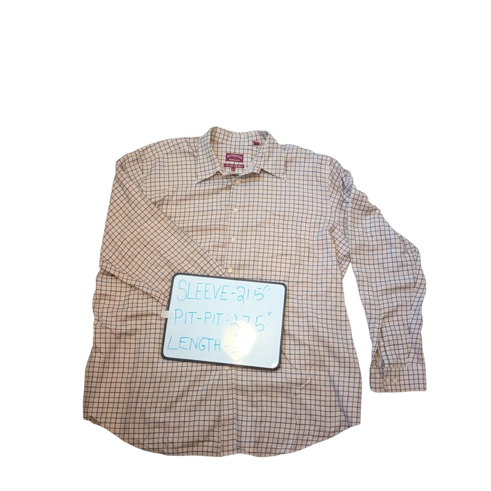 Rochester Plaid‎ Button Down Shirt Mens Medium Long Sleeve Checkered Pattern